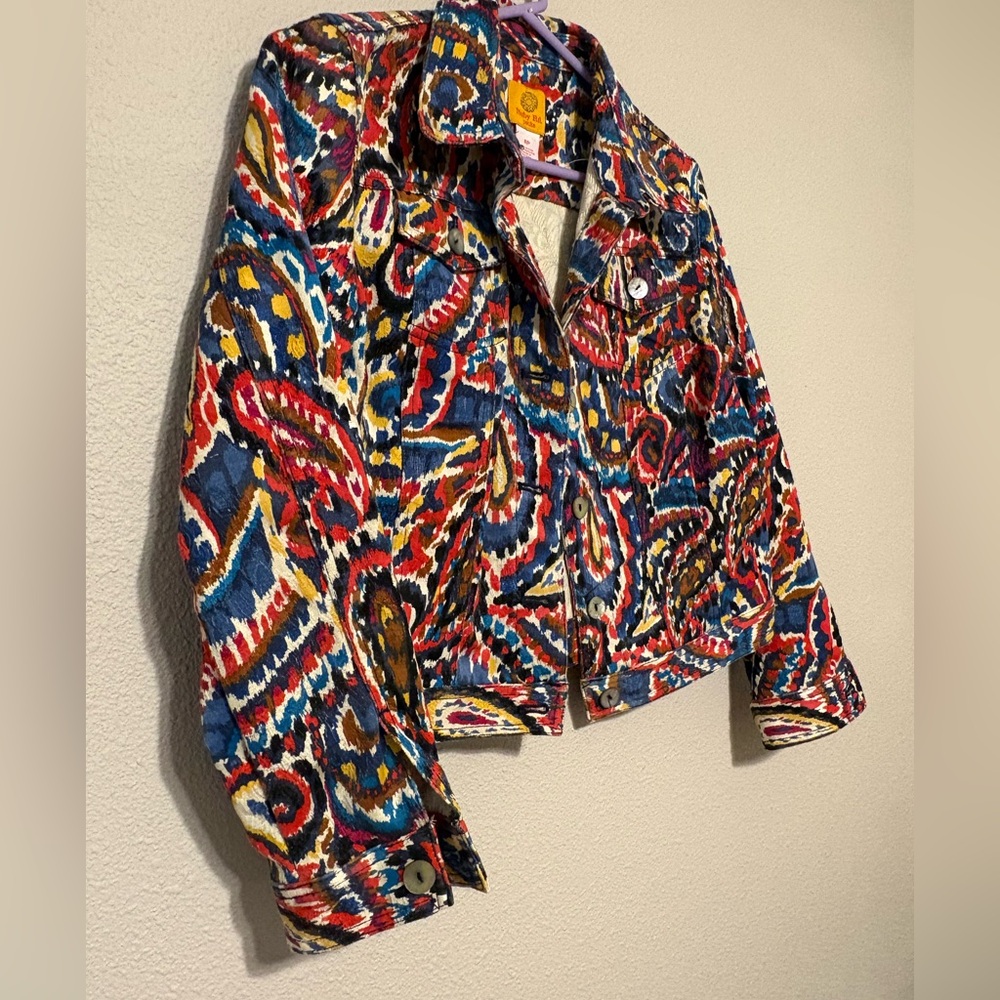 Ruby Rd. Cropped Multicolor Paisley Jean Jacket - Picture 2 of 8